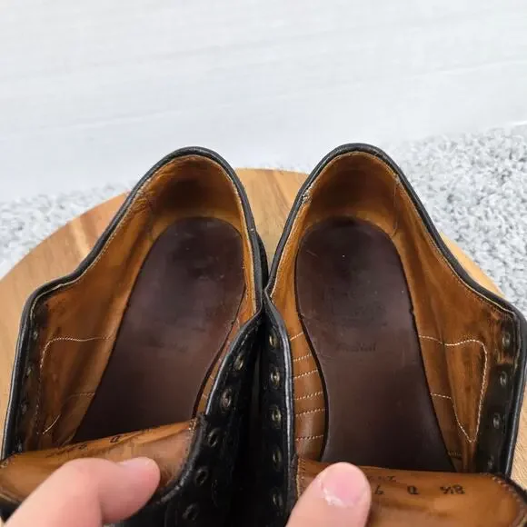 Allen Edmonds Mens 8.5D MacNeil Black Shell Cordovan Wingtip Brogue Oxford Dress